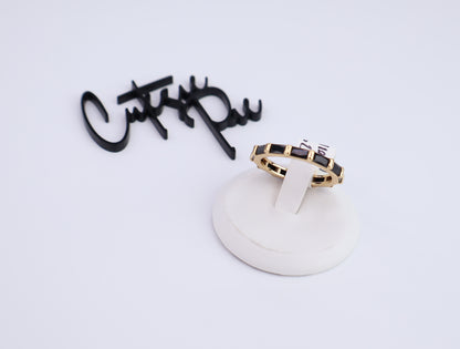 Black Baguette CZ Band | 5 × 3MM | 18K Gold-Filled