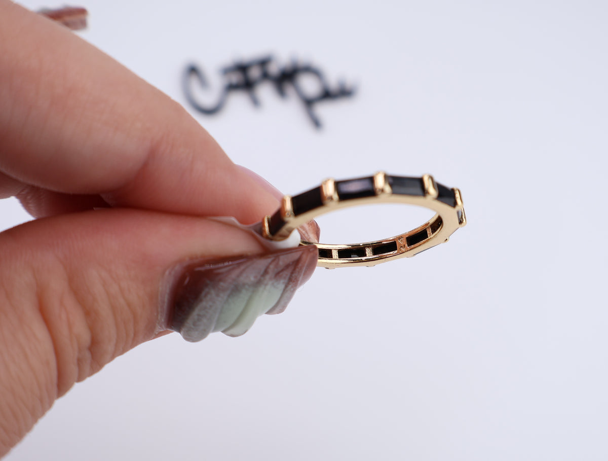 Black Baguette CZ Band | 5 × 3MM | 18K Gold-Filled