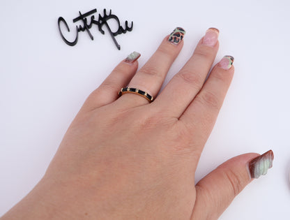 Black Baguette CZ Band | 5 × 3MM | 18K Gold-Filled