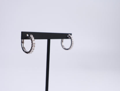Moissanite Huggie Hoop Earrings | 12.5MM | Rhodium-Plated Sterling Silver | Certificate Included
