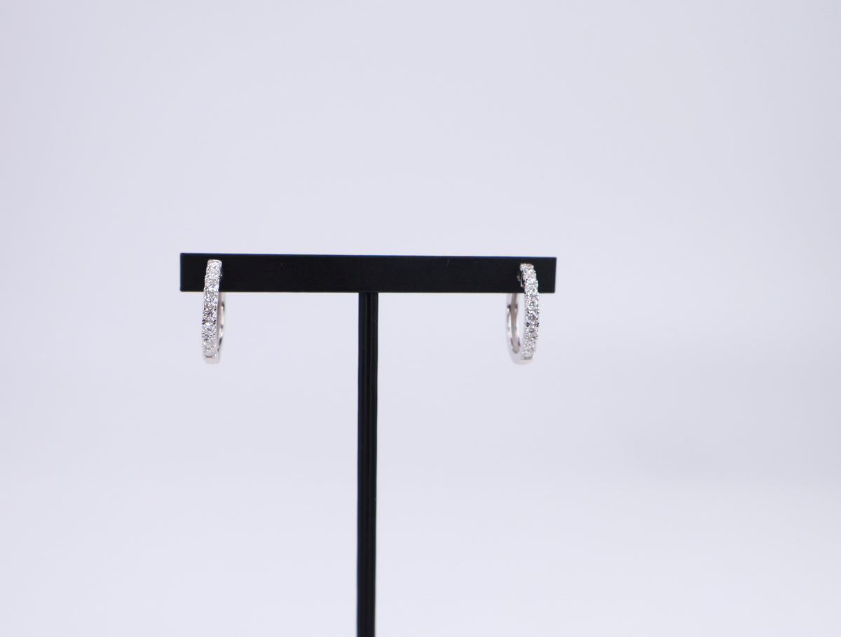 Moissanite Huggie Hoop Earrings | 12.5MM | Rhodium-Plated Sterling Silver | Certificate Included