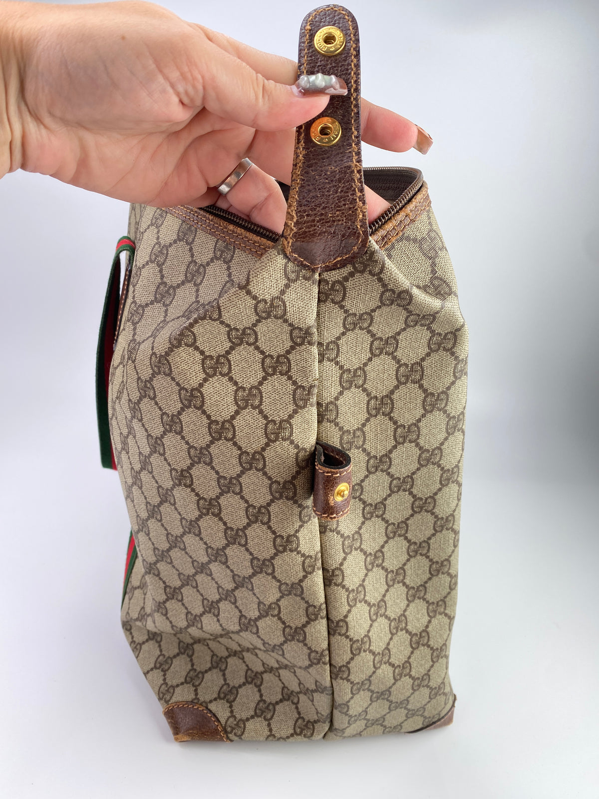 Gucci | Vintage GG Web Large Travel Tote | Coated Canvas