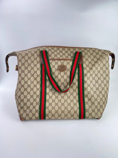 Gucci | Vintage GG Web Large Travel Tote | Coated Canvas