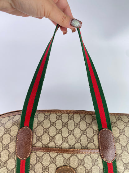 Gucci | Vintage GG Web Large Travel Tote | Coated Canvas