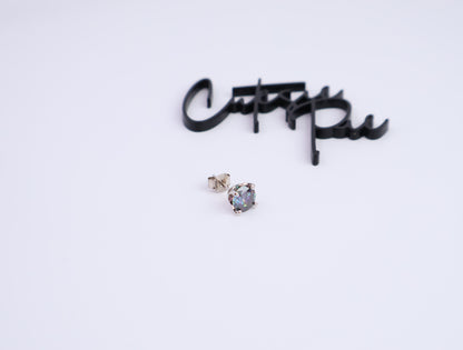 Blue Moissanite Round Stud Earrings | 1.0CT Each (2.0CT Total) | 950 Platinum-Plated Sterling Silver | Certificate Included