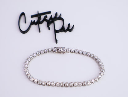 Moissanite Bezel Tennis Bracelet | 3.5MM | Sterling Silver | Certificate Included