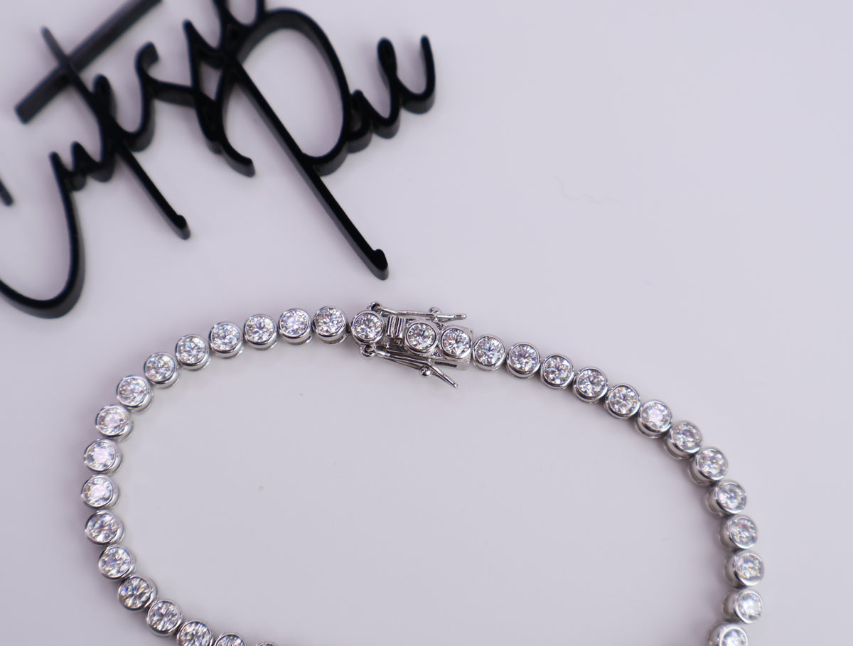 Moissanite Bezel Tennis Bracelet | 3.5MM | Sterling Silver | Certificate Included