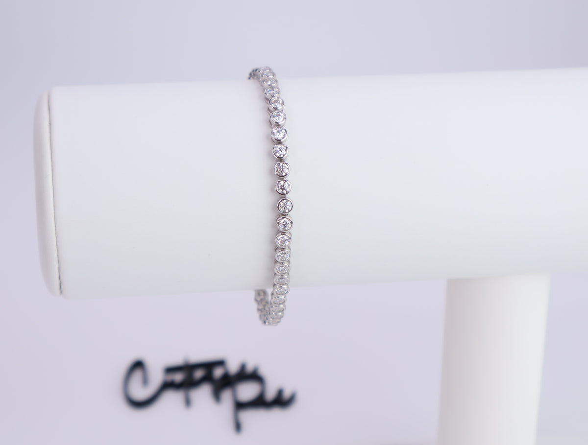 Moissanite Bezel Tennis Bracelet | 3.5MM | Sterling Silver | Certificate Included
