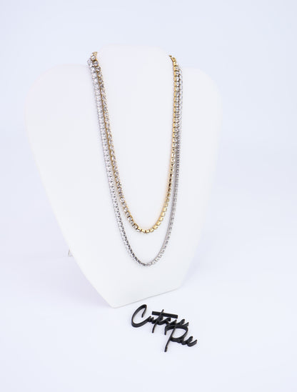CZ Tennis Necklace | 4MM | Gold or Steel | 304 Stainless Steel