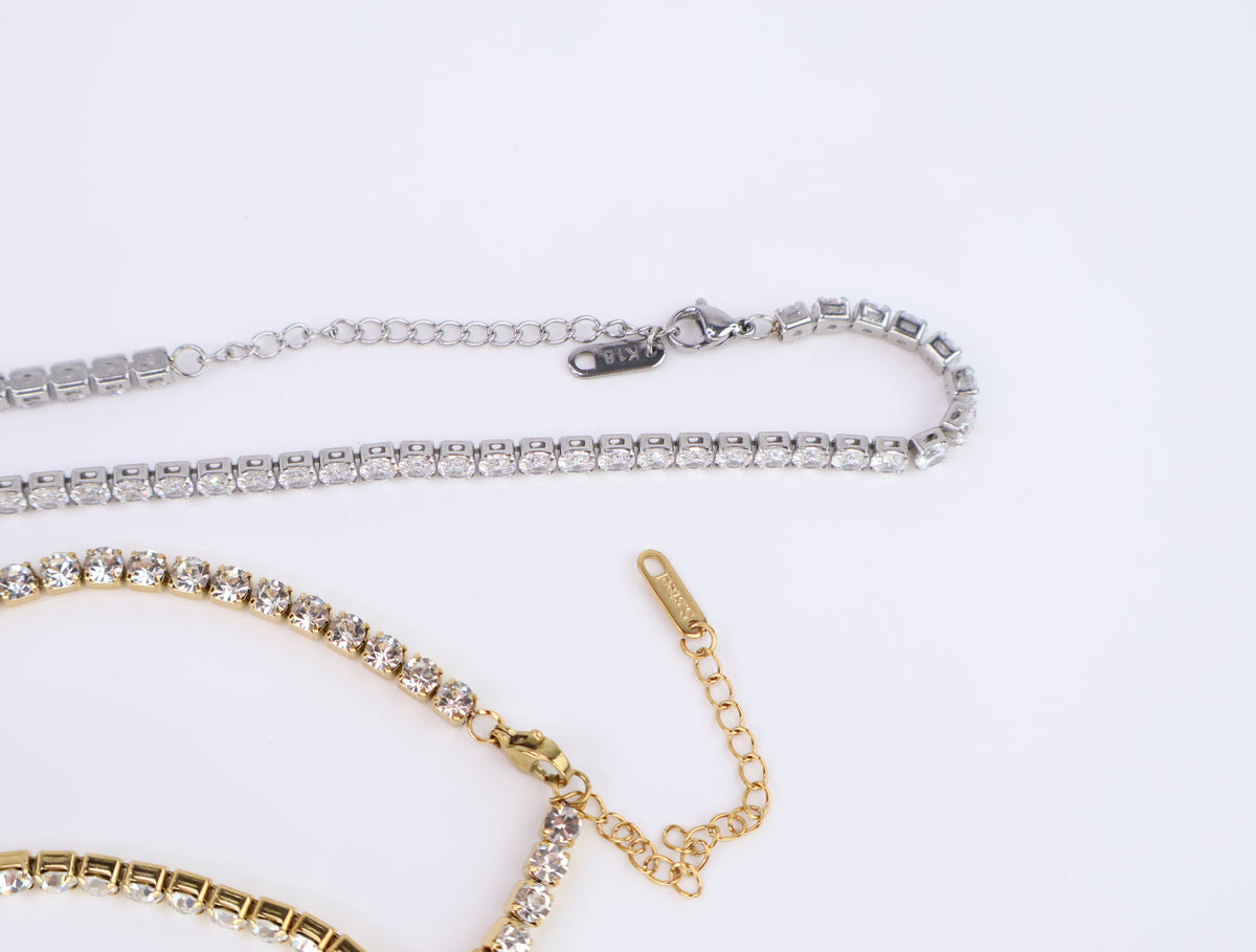 CZ Tennis Necklace | 4MM | Gold or Steel | 304 Stainless Steel