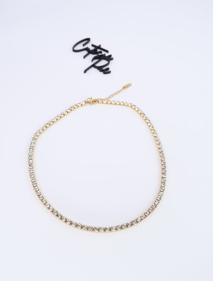 CZ Tennis Necklace | 4MM | Gold or Steel | 304 Stainless Steel