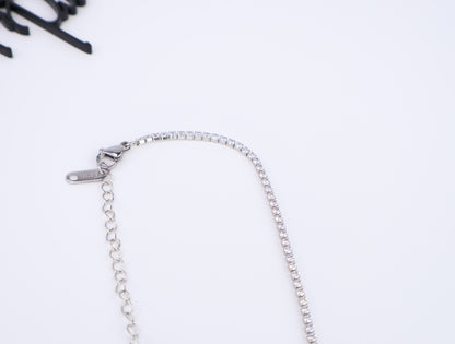 CZ Tennis Necklace | 2MM | Gold or Steel | 304 Stainless Steel