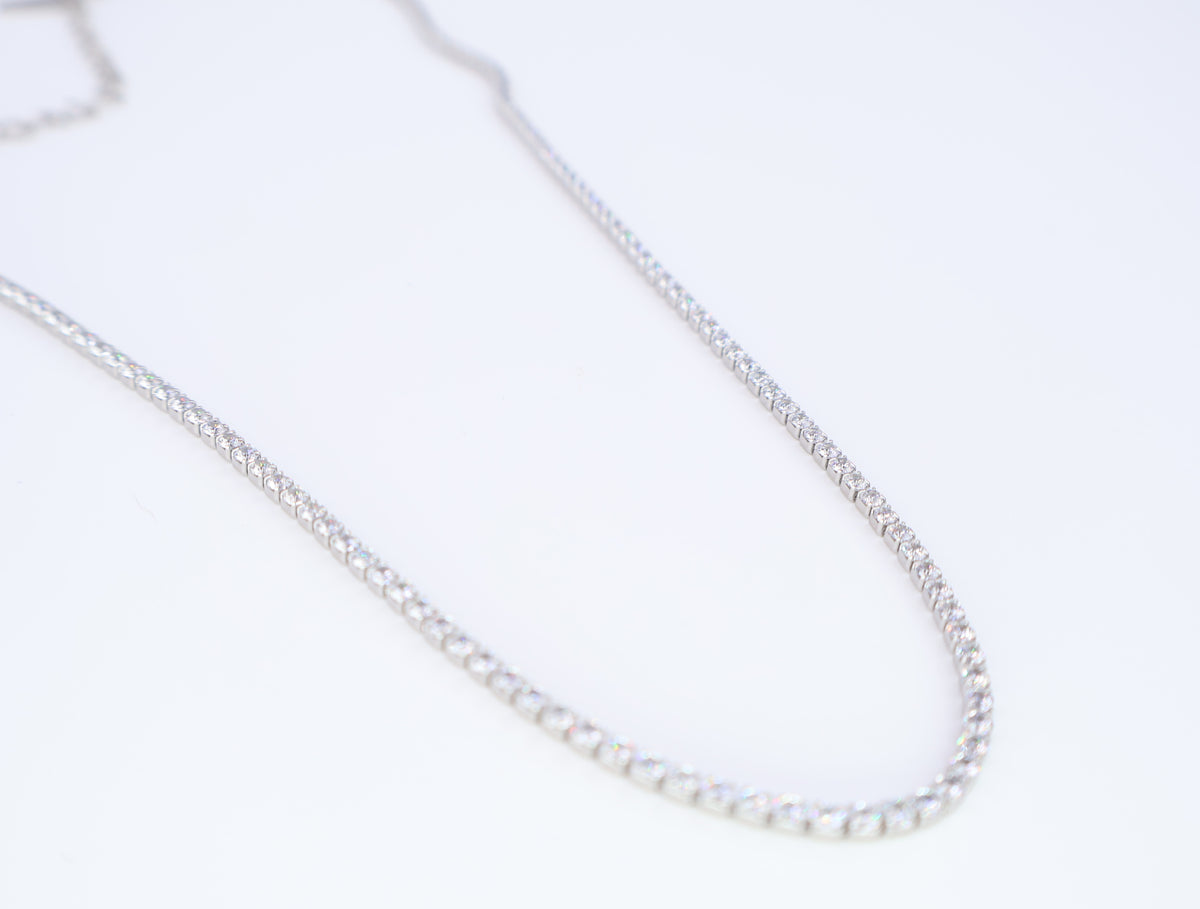 CZ Tennis Necklace | 2MM | Gold or Steel | 304 Stainless Steel