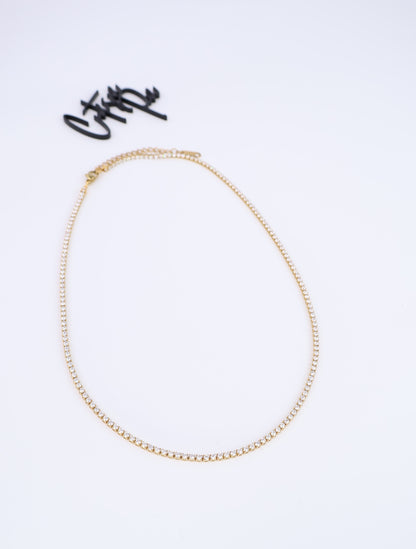CZ Tennis Necklace | 2MM | Gold or Steel | 304 Stainless Steel