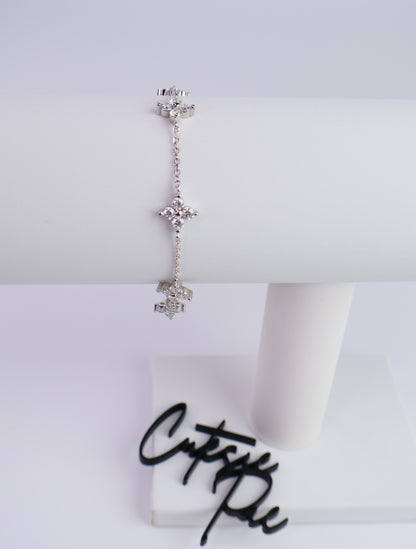 Moissanite Clover Bracelet | 2.0CT | 950 Platinum Sterling Silver | No Certificate