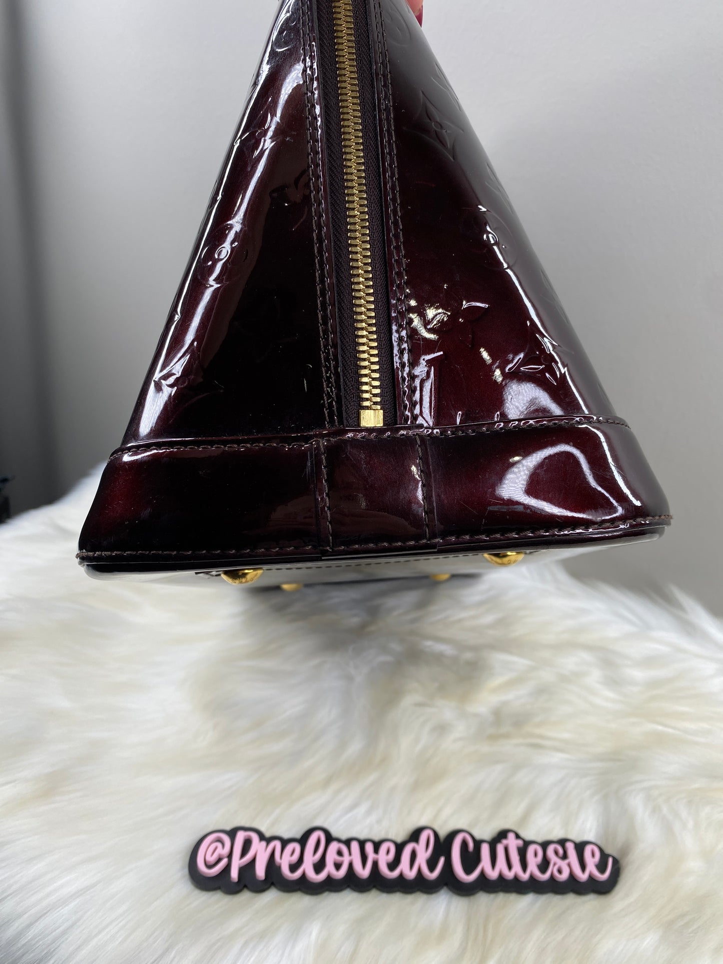 Louis Vuitton Alma GM Vernis in Amarante Red - LV Pre-Loved