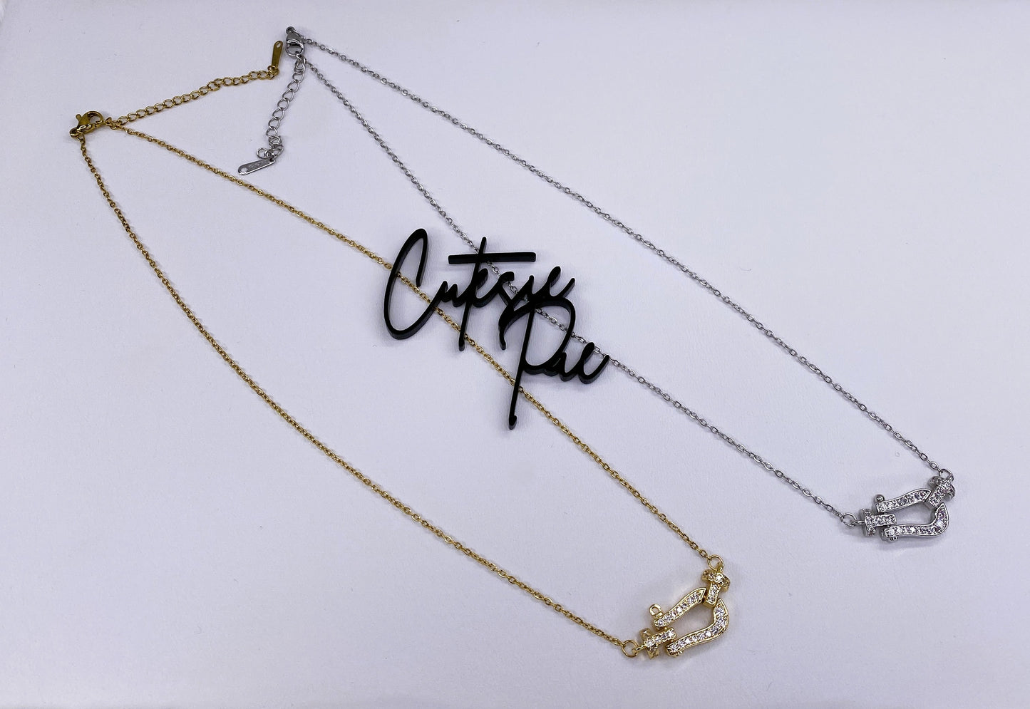 Horseshoe Pave Necklace | 316L Stainless Steel | 18K Gold PVD or Steel