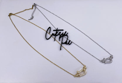 Horseshoe Pave Necklace | 316L Stainless Steel | 18K Gold PVD or Steel