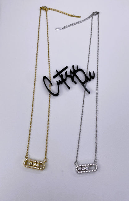 Trinity Pave Sliding Necklace | 316L Stainless Steel | 18K Gold PVD or Steel
