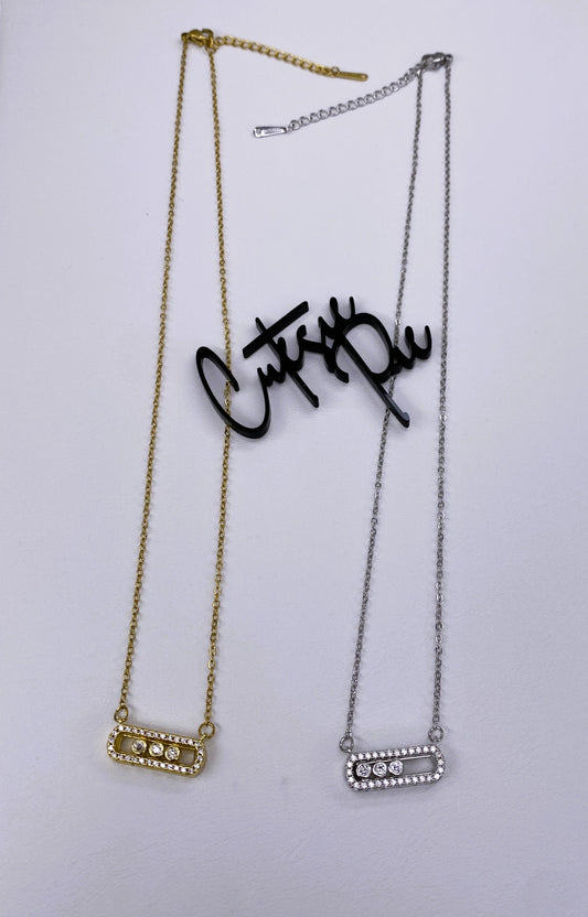 316L STAINLESS STEEL - NECKLACE - TRINITY PAVE SLIDING