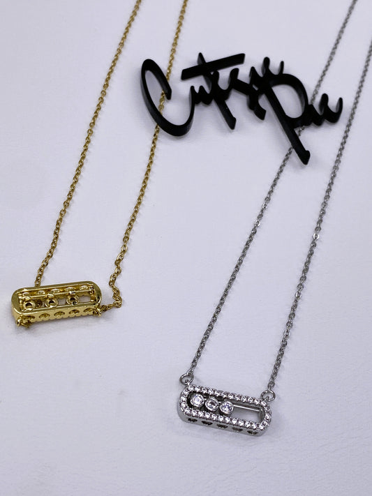 316L STAINLESS STEEL - NECKLACE - TRINITY PAVE SLIDING