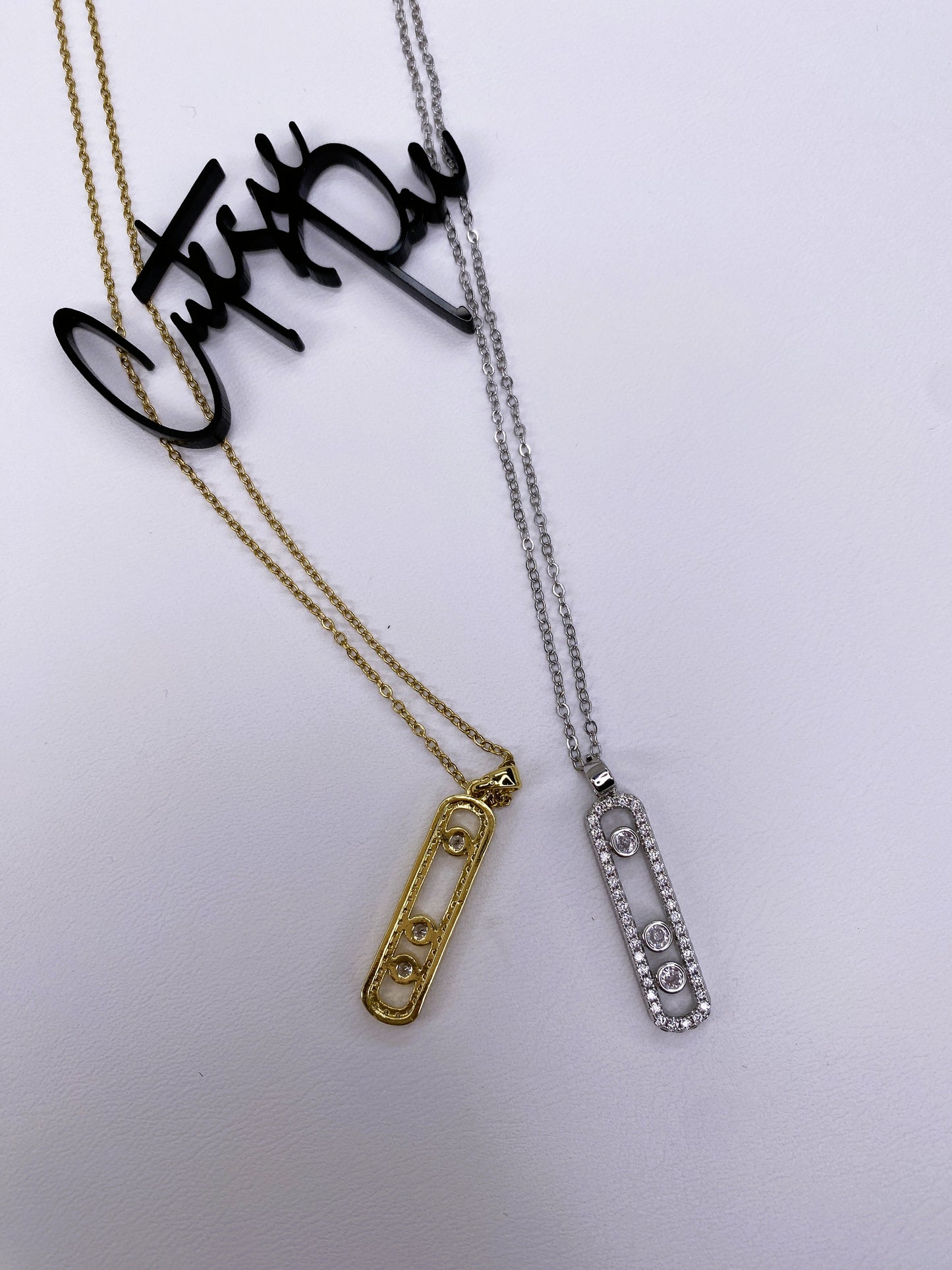 Trinity Pave Necklace | 316L Stainless Steel | 18K Gold PVD or Steel