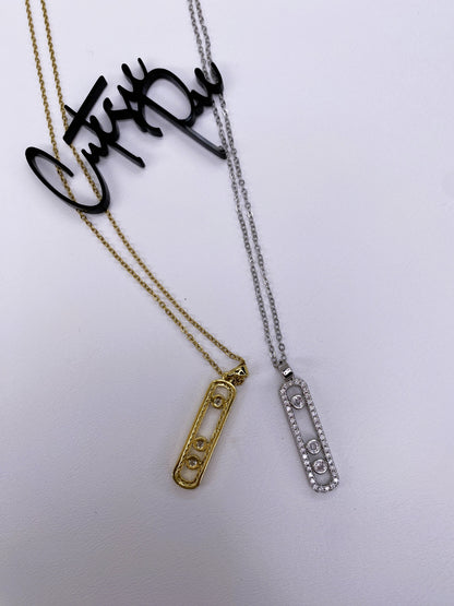Trinity Pave Necklace | 316L Stainless Steel | 18K Gold PVD or Steel