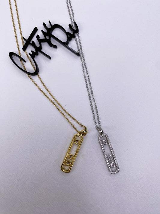 316L STAINLESS STEEL - NECKLACE - TRINITY PAVE
