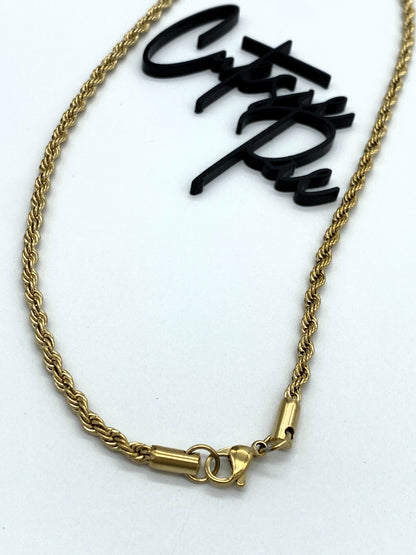GOLD FILLED STAINLESS - NECKLACE - ROPE CHAIN - 3MM