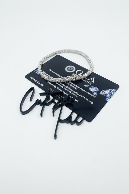 Moissanite Tennis Bracelet 3MM | Round Brilliant 0.1CT Each Stone | Platinum over Sterling Silver | Certificate Included