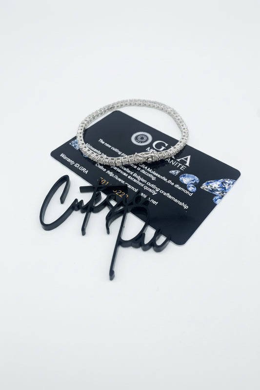 Moissanite Tennis Bracelet 3MM | Round Brilliant 0.1CT Each Stone | 950 Platinum over Sterling Silver | Certificate Included