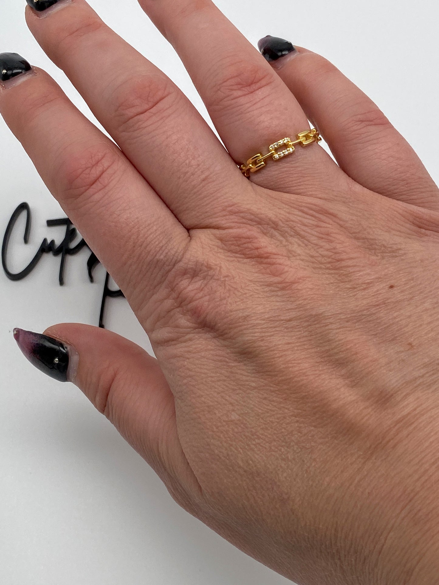 GOLD FILLED - RING - CZ CHAIN LINK