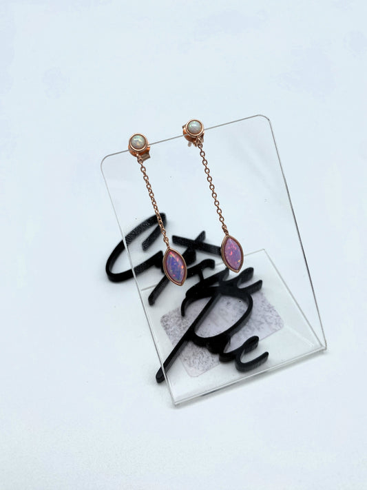 GOLD VERMEIL - EARRINGS - OPAL DROP STUD in ROSE GOLD