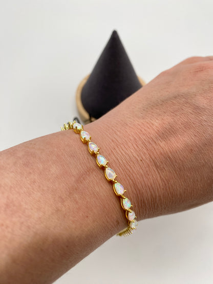GOLD VERMEIL - TENNIS BRACELET - OPAL PEAR 4MM