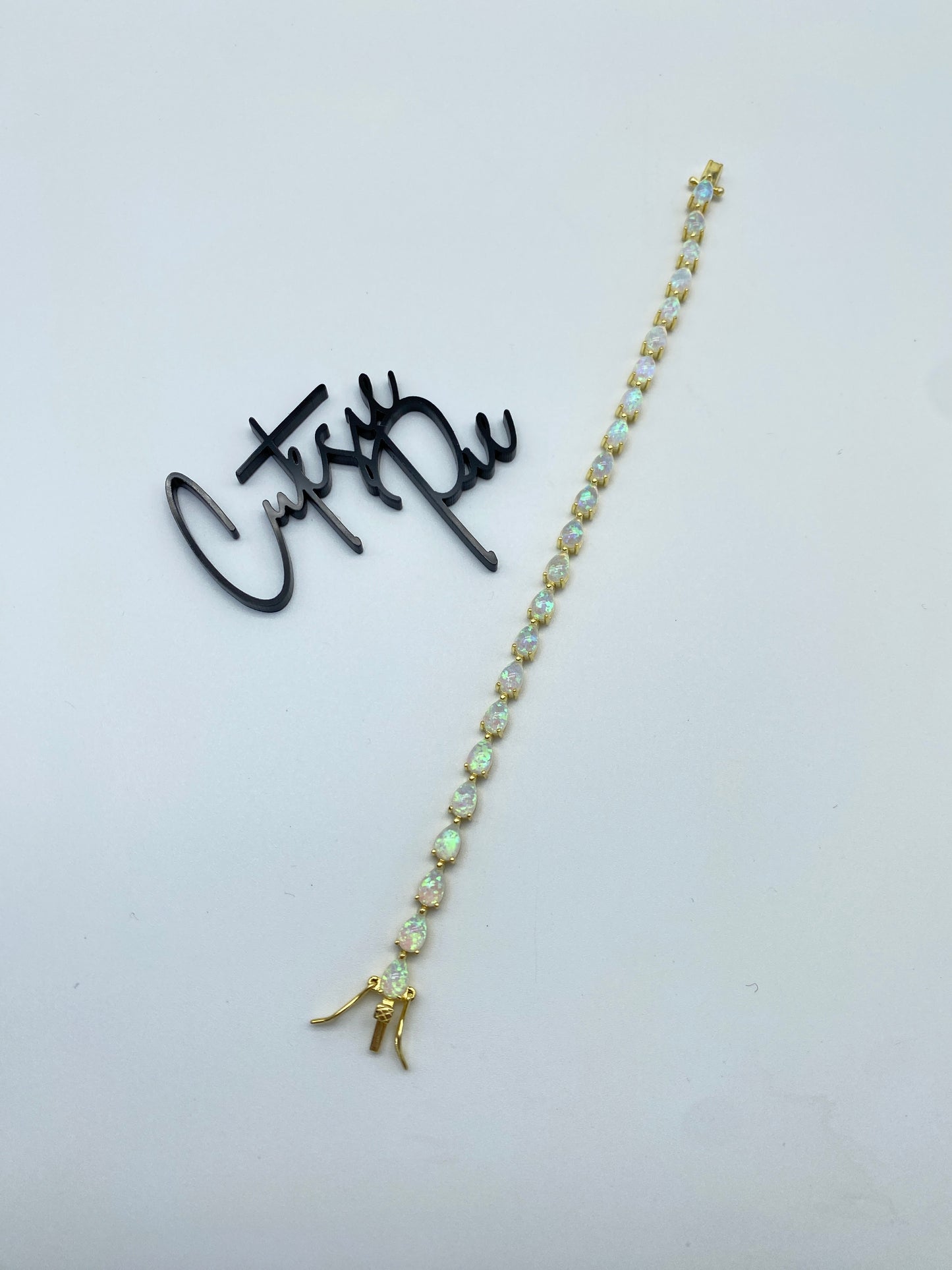 GOLD VERMEIL - TENNIS BRACELET - OPAL PEAR 4MM