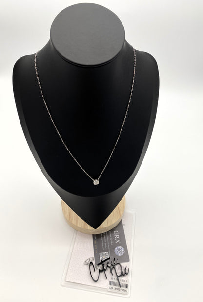 Moissanite Round Pendant Necklace | 1.23CT (7MM) | Rhodium Finish over Sterling Silver | Certificate Included