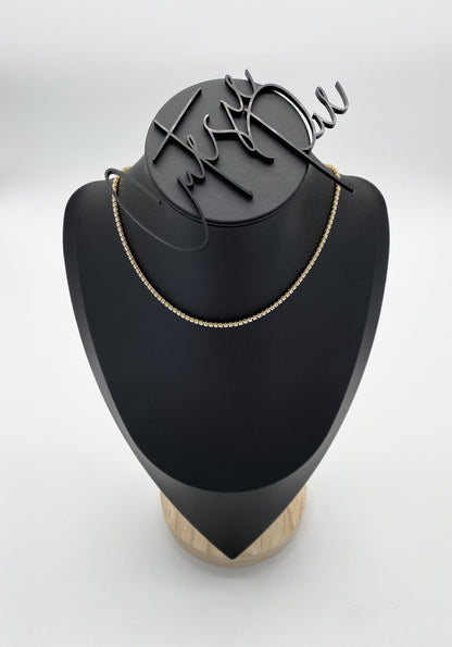 GOLD FILLED - TENNIS NECKLACE - CZ ROUND 2MM