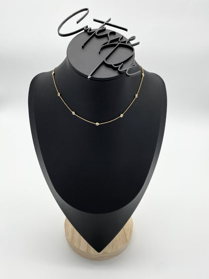 GOLD FILLED - NECKLACE - CZ BEZEL STATION