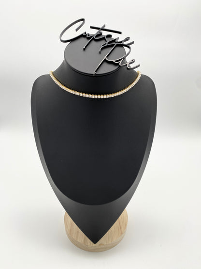 GOLD FILLED - TENNIS NECKLACE - CUTESIE CZ ROUND 3MM