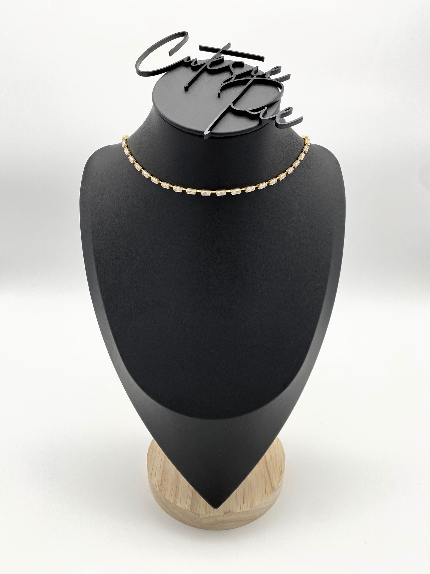 GOLD FILLED - TENNIS NECKLACE - CUTESIE CZ BAGUETTE CHOKER