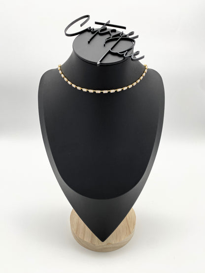 GOLD FILLED - TENNIS NECKLACE - CUTESIE CZ BAGUETTE CHOKER
