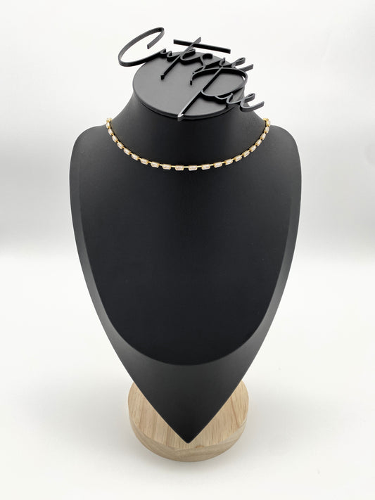 GOLD FILLED - TENNIS NECKLACE - CUTESIE CZ BAGUETTE CHOKER