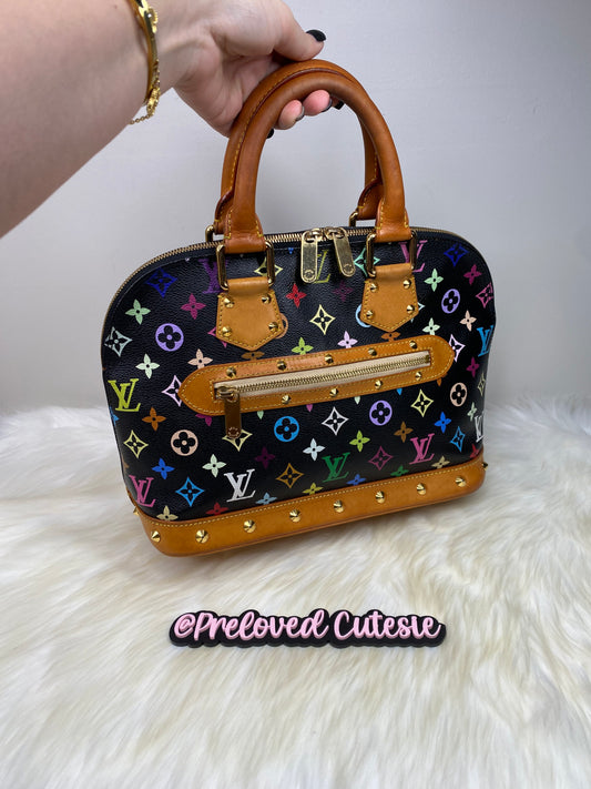 Takashi Murakami Vintage - Alma PM in Multicolor Black / LV Pre-Loved Handbag