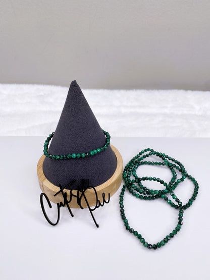 4MM Faceted - Malachite | Natural Gemstone Stretch Bracelet