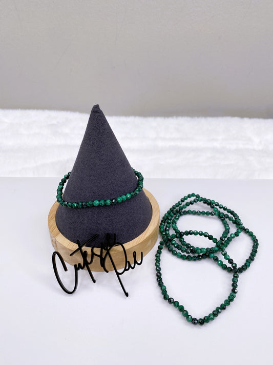 4MM Faceted - Malachite | Natural Gemstone Stretch Bracelet