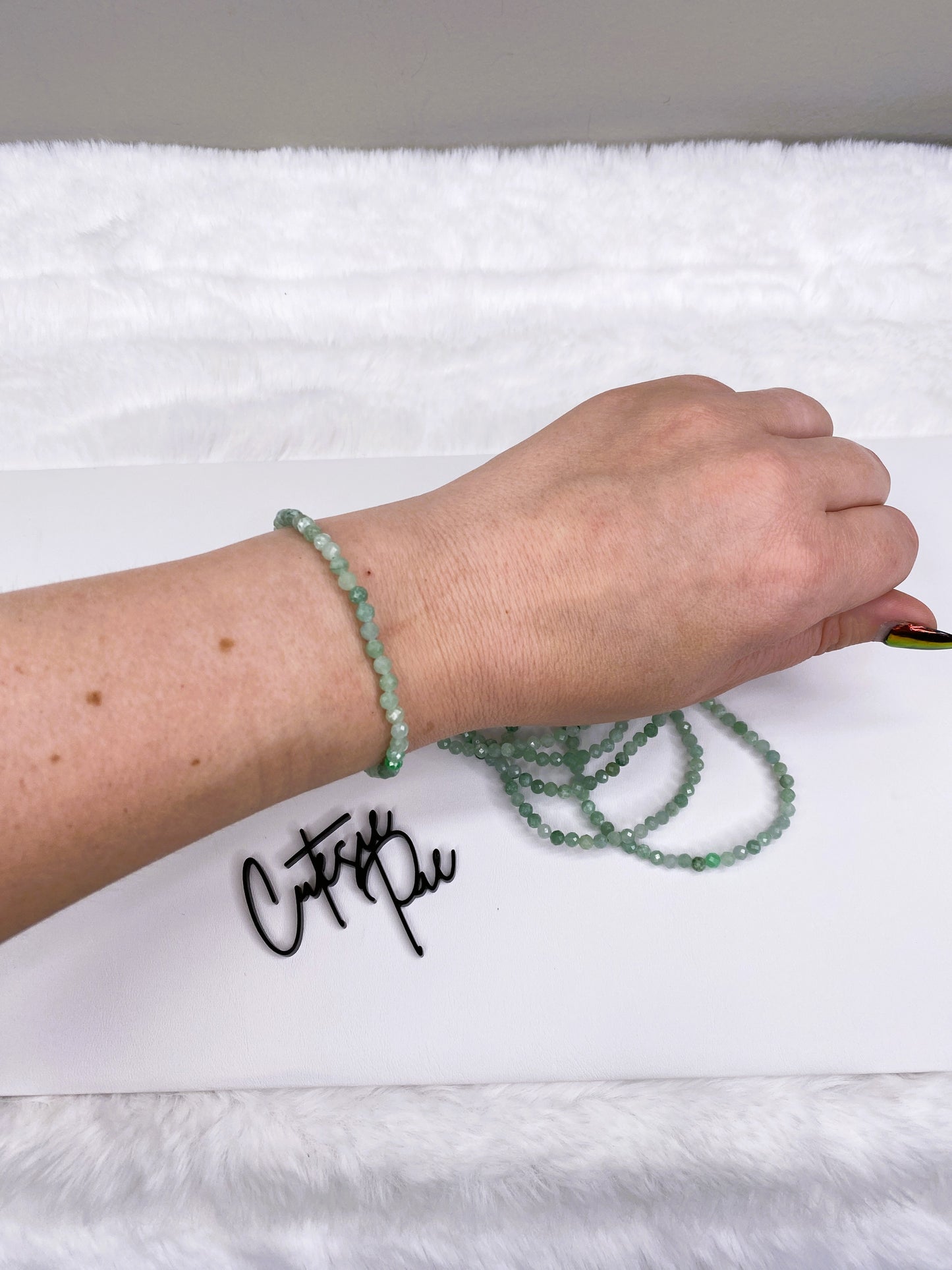 4MM Faceted Burma Jadeite Bracelet | Natural Gemstone Stretch Bracelet
