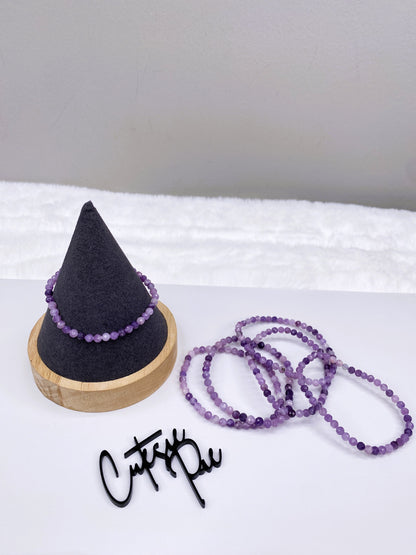4MM Faceted - Lepidolite | Natural Crystal Stretch Bracelet