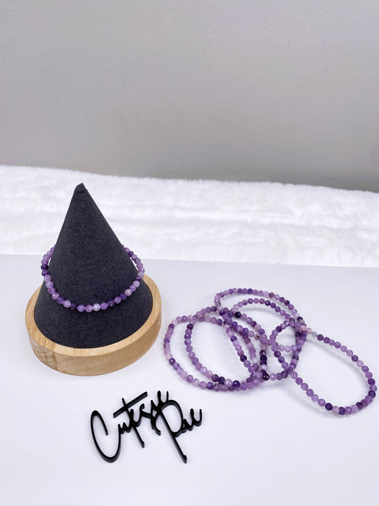 4MM Faceted - Lepidolite | Natural Crystal Stretch Bracelet