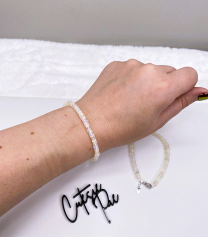 Natural Ethiopian Opal Bracelet | 4–5mm Gemstone Beads | .925 Sterling Silver