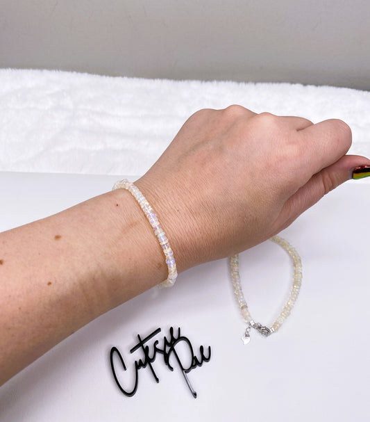 Natural Ethiopian Opal Bracelet | 4–5mm Gemstone Beads | .925 Sterling Silver
